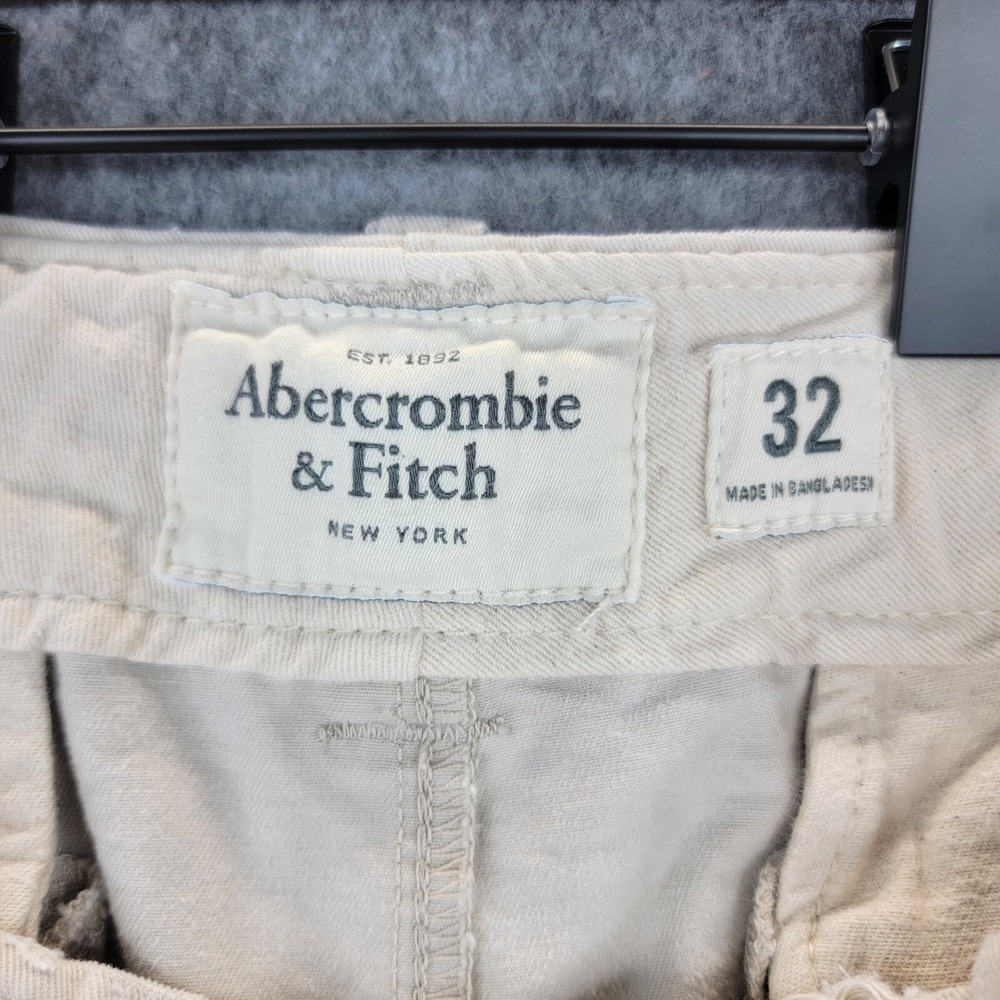Abercrombie Fitch Shorts Mens 32 Khaki Tan Heavy Cargo Distressed Military Y2K - Picture 7 of 14